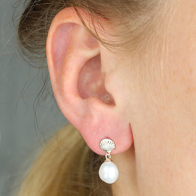 Pink Enamel Oyster Shell Pearl Gold Tone Small Drop Earrings - Etsy